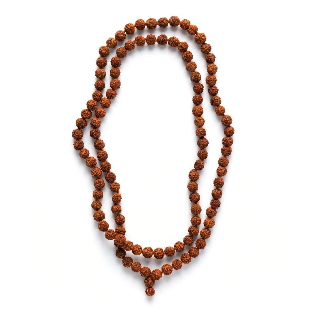 Rudraksha Halbschwingende Halskette - 108 Stück 7 mm