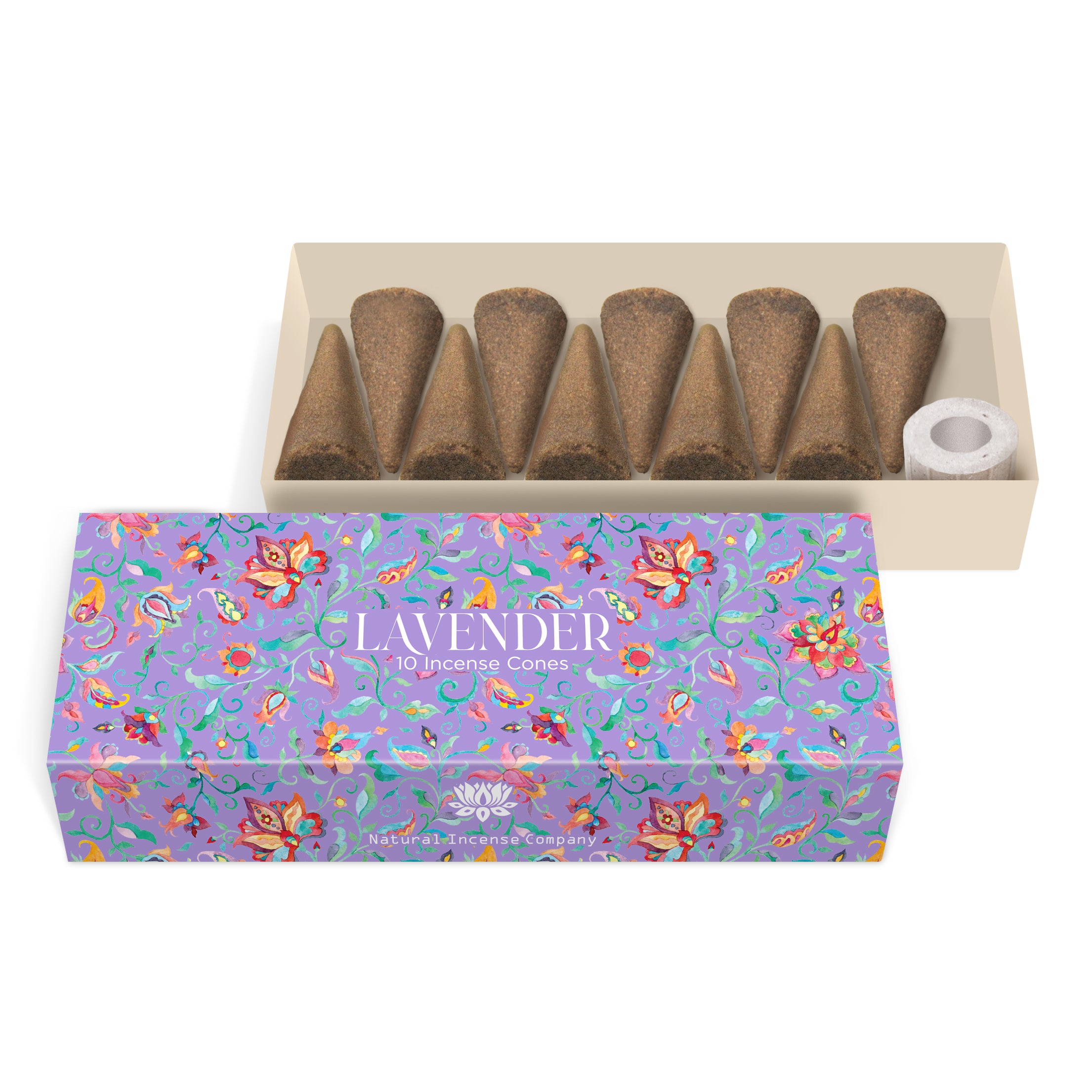 Mini Cones Lavender | 10 Cones with Cone Holder | Natural Incense Main image