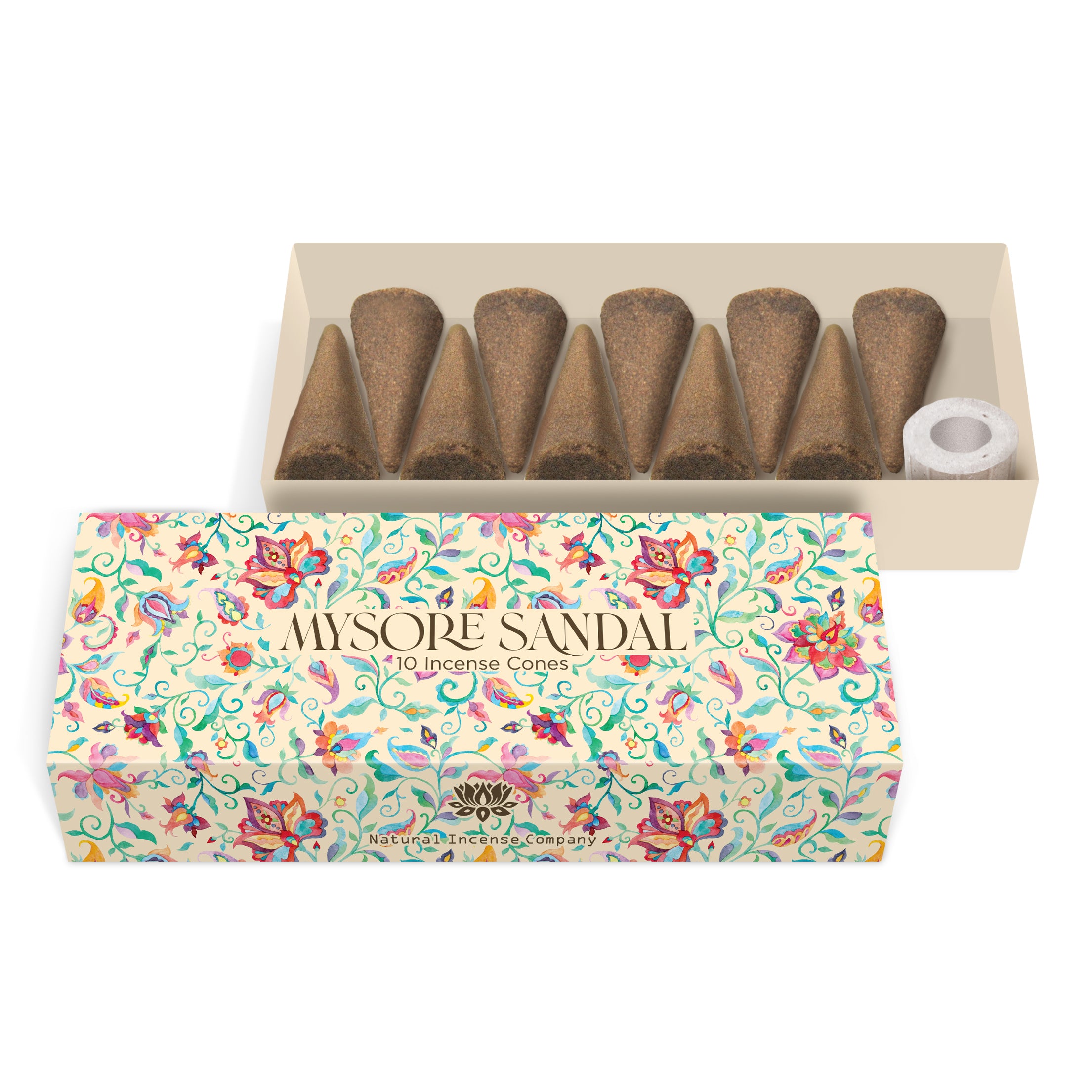 Mini Cones Mysore Sandal | 10 Cones with Cone Holder | Natural Incense Main image