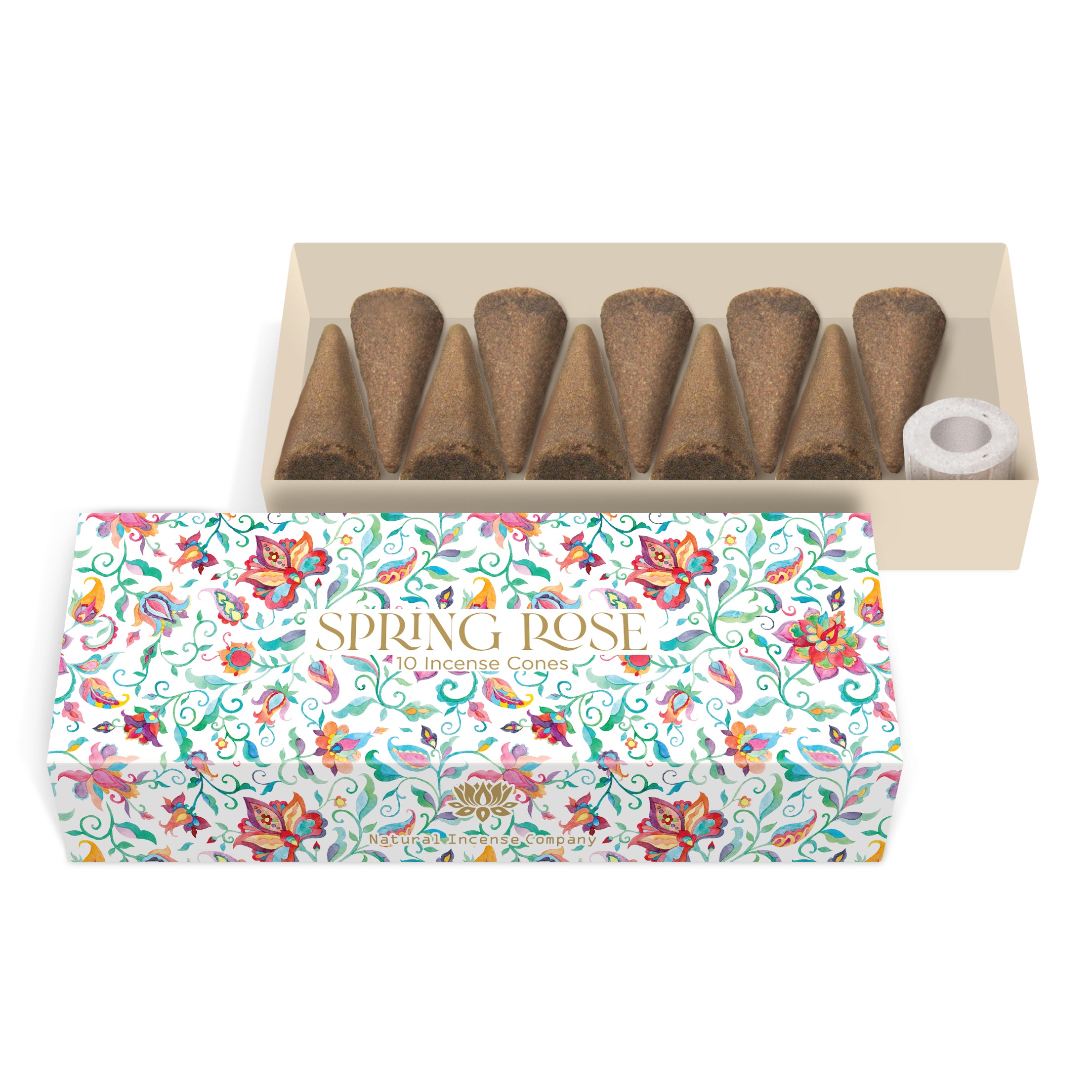 Mini Coni Spring Rose | 10 Coni con Porta Cono | Incenso Naturale