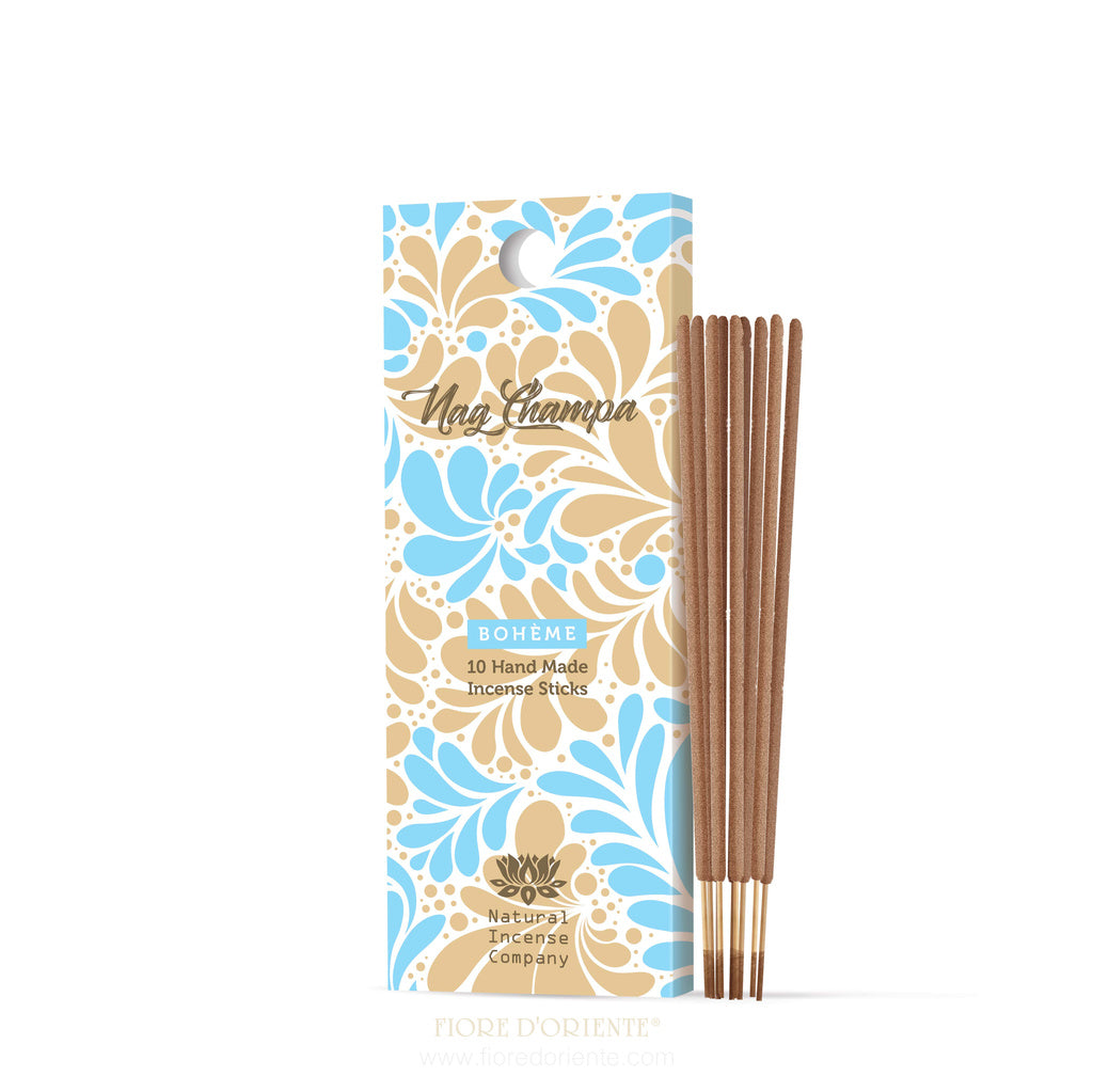 Fiore d'Oriente – Boheme Nag Champa Natural Incense Sticks 12cm Handmade in India, Pack of 10 Immagine principale del prodotto