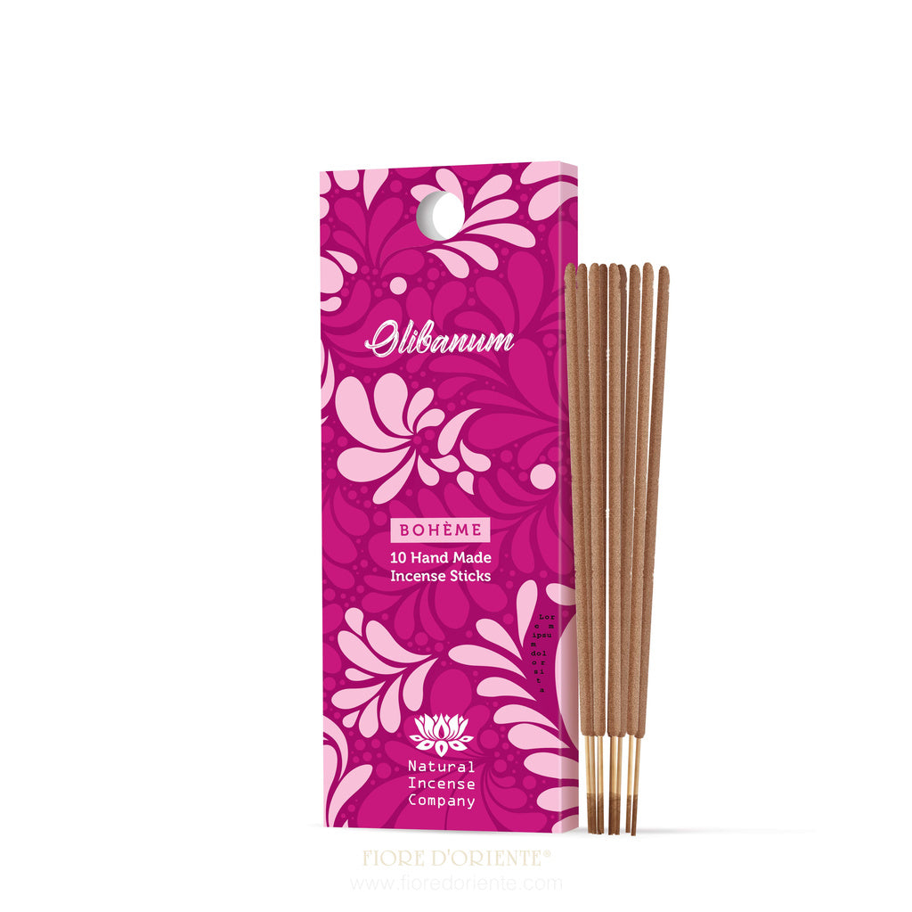 Fiore d'Oriente – Boheme Olibanum Natural Incense Sticks 12cm Handmade in India, Pack of 10 Immagine principale del prodotto