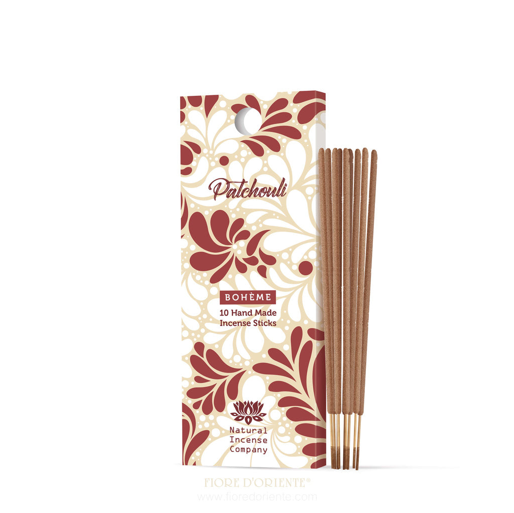 Fiore d'Oriente – Boheme Patchouli Natural Incense Sticks 12cm Handmade in India, Pack of 10 Immagine principale del prodotto