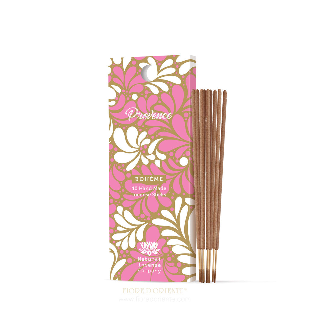 Fiore d'Oriente – Boheme Provence Natural Incense Sticks 12cm Handmade in India, Pack of 10