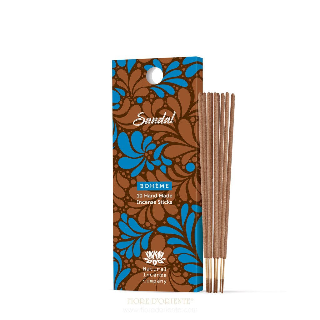 Fiore d'Oriente – Boheme Sandalwood Natural Incense Sticks 12cm Handmade in India | Incenso Boheme Sandalo Naturale Immagine principale del prodotto