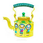 Bollitore Folk in Alluminio Vintage Dipinto a Mano