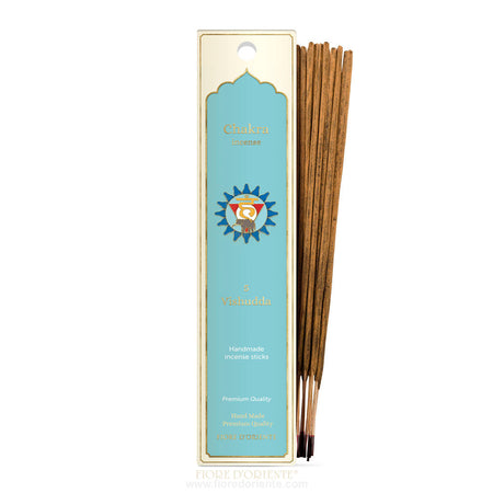 Fiore D'Oriente Incenso Ajna Chakra: 20 Bastoncini Blu, Profumo Naturale Per Meditazione, Yoga E Rilassamento